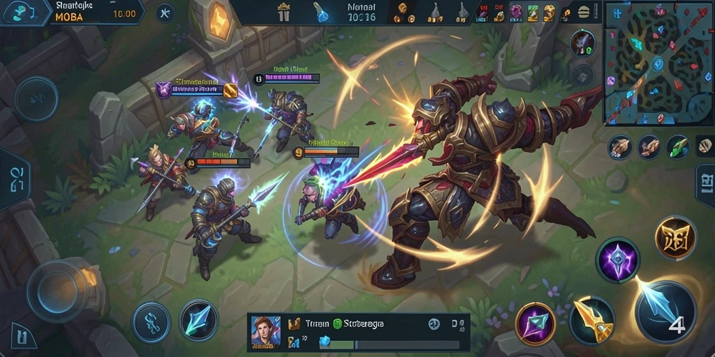Tampilan gameplay MOBA yang menegangkan dan penuh strategi.