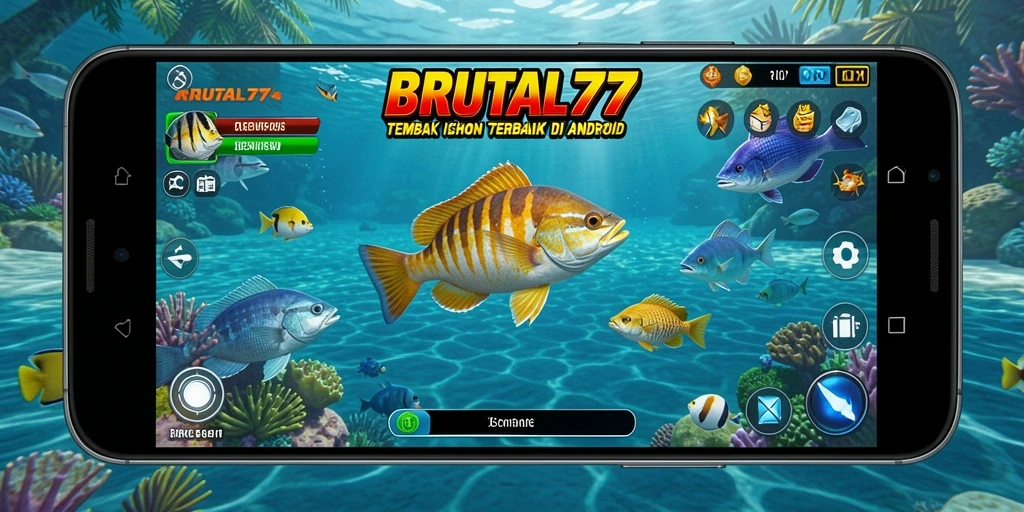 Tampilan gameplay BRUTAL77 yang seru dan menegangkan saat menembak ikan.