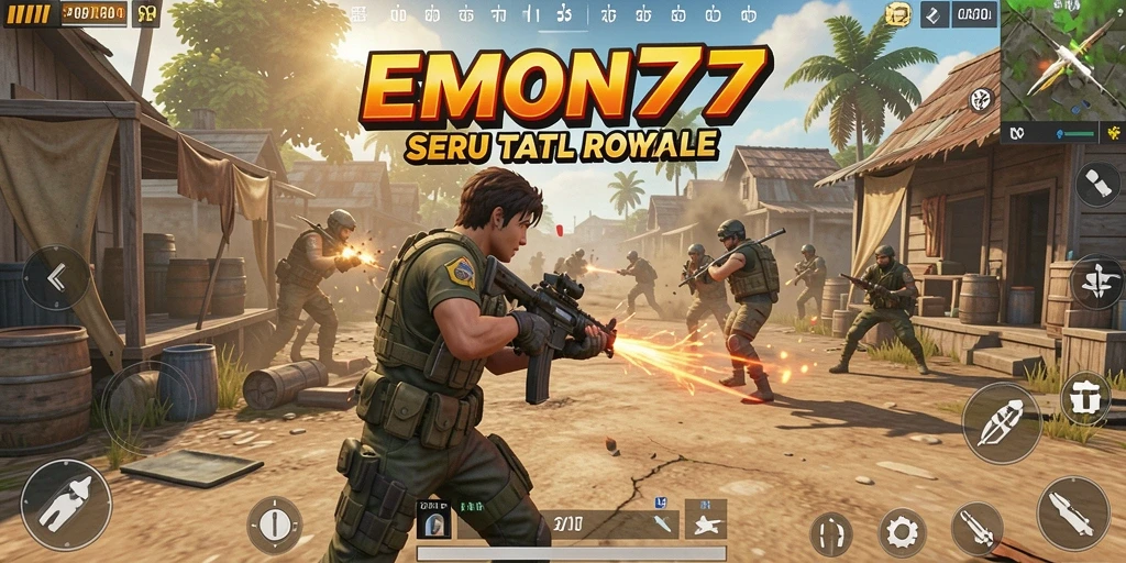 Tampilan gameplay intens di EMON77 dengan aksi bertempur yang seru.