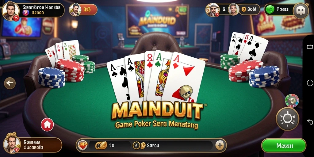 Tampilan gameplay poker seru di MAINDUIT yang menantang.