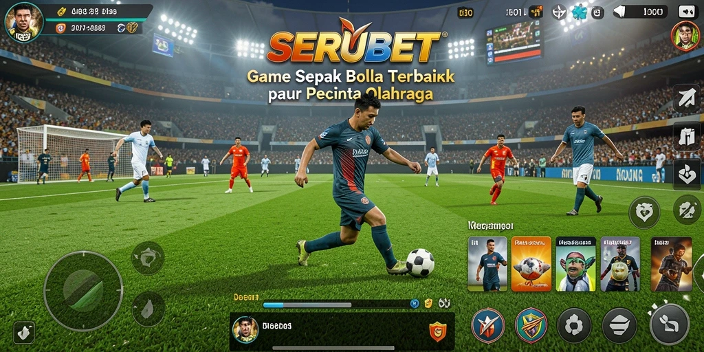 Tampilan dinamis SERUBET dengan aksi sepak bola menarik.